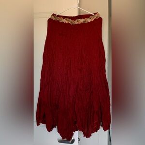 Boho Fairycore Asymmetrical Red Midi/Maxi Skirt NWT 🌴
